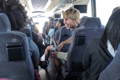 Samuel Smiling on bus playing uno